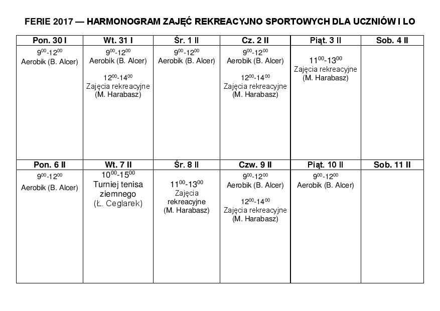 harmonogram ferie2017
